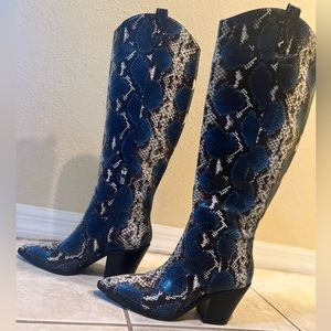 Antonio Melani Peigi Snake Printed Tall Knee High Western Boot.